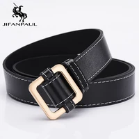 jifanpaul genuine leather ladies fashion retro belt alloy flip buckle new designer design famous brand jeans wear student belt