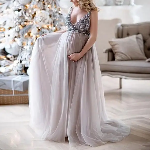 

Linglewei New Spring and Summer Women's Dress popular sexy V-neck sling maternity dress