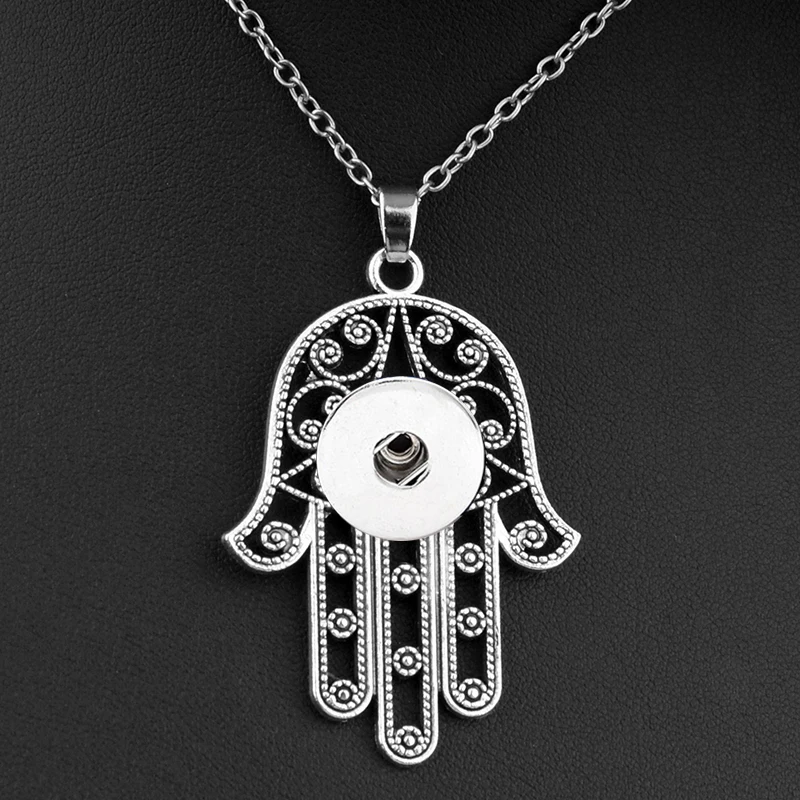 ML302 ожерелья и подвески с застежкой-кнопкой мама девочка Фатима хамса 12 мм 18