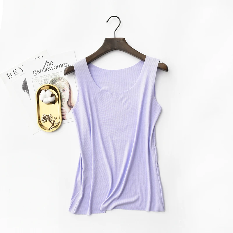 

Taobao hot sale thread freely tailored vest summer new seamless seamless big round neck women's bottoming vest