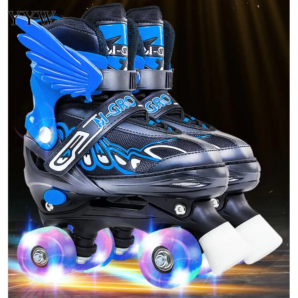 

design for girls boy kids child adjustable quad roller skates shoes sliding sneakers 4 wheels 2 row line outdoor gym sports