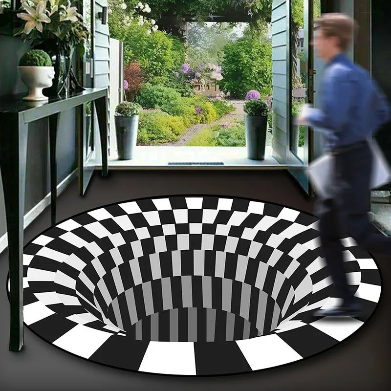 3D Stereo Modern Visual Whirlpool Illusion Geometric Large Carpets Rug for Living Room Home Table Mat Non-slip Floor Area Rugs | Дом и сад