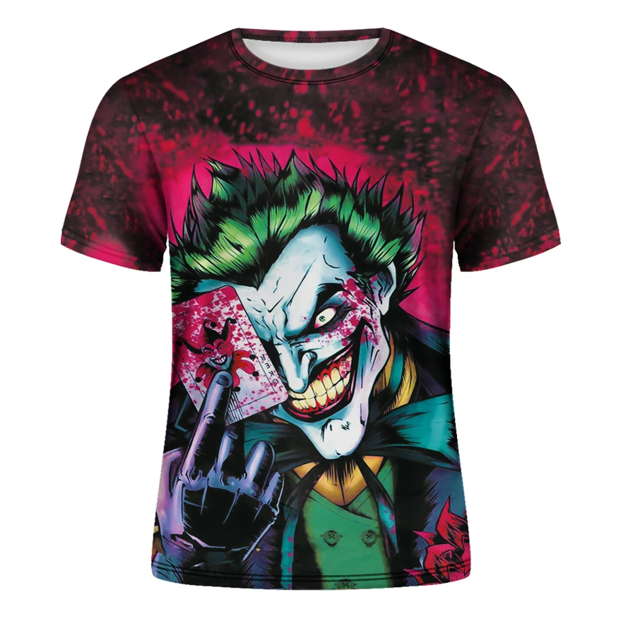 3D джокер футболка мужская летняя о образный вырез короткий рукав Мужская лицо