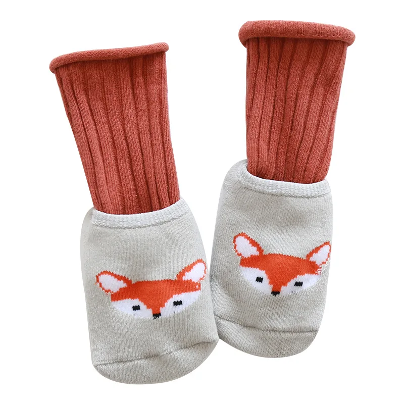 2 Pairs/set Lovely Fox/Rabbit/Deer Kids Baby Socks Knee + Non-slip Floor Girl Boy Toddler Animal Infant Soft Cotton 0-3 Y | Детская