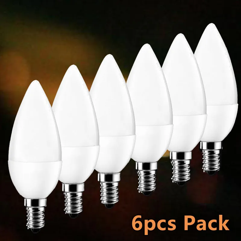 

6 Pieces/set led Light bulb E14 LED Lamp Indoor Warm Cold White Light 5W LED Candle Bulb Home Decor Chandelier Desk Lamp light