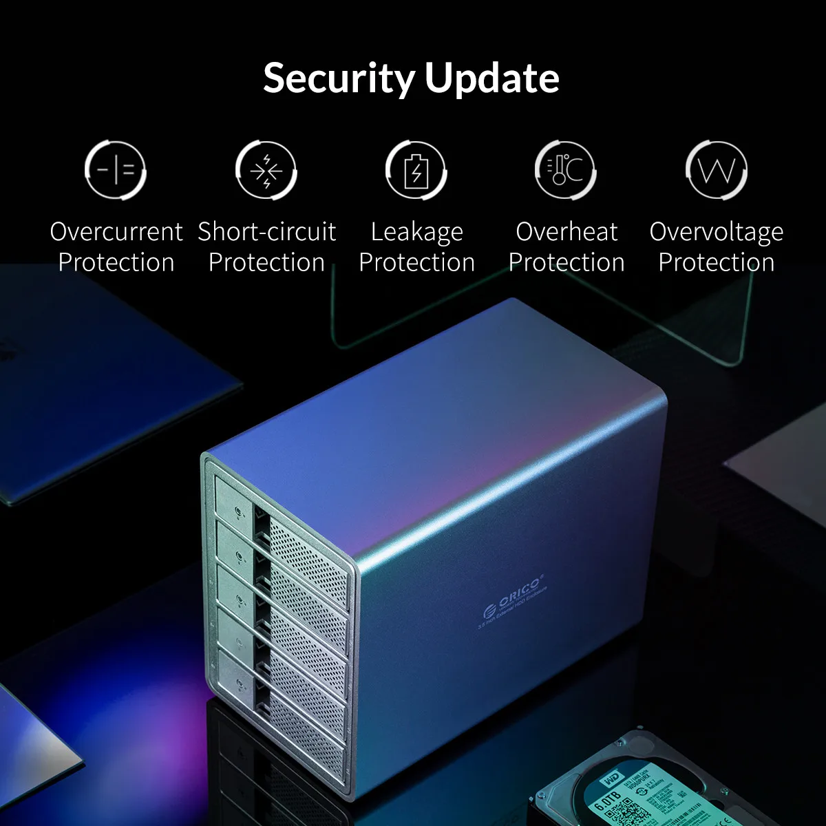 ORICO 2 bay 3,5 дюймов док-станция для HDD USB3.0 to SATA с RAID алюминиевый корпус для HDD 78 Вт внешний адаптер питания чехол для HDD