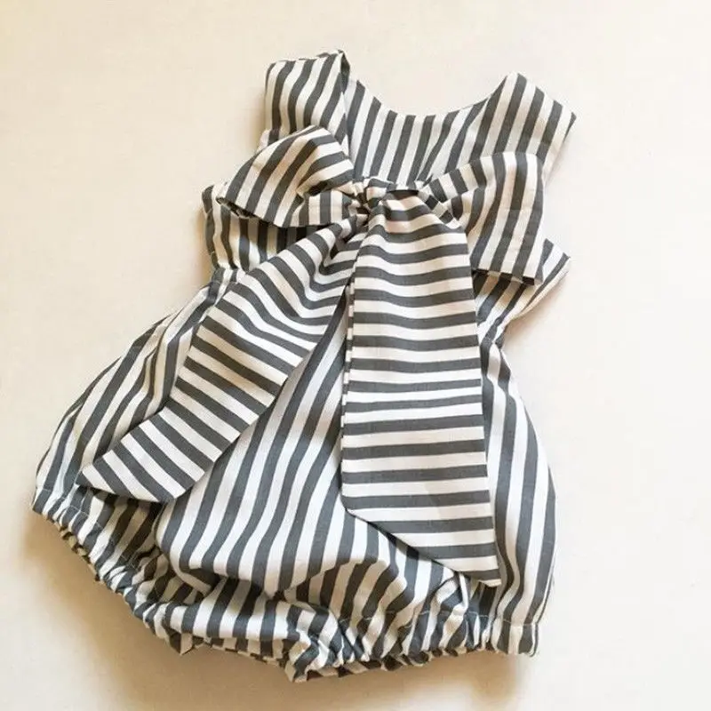 

Cute Newborn Baby Girls Bow Striped Romper Summer Sleeve Clothes Infant Toddler Kids Jumpsuit Clothes Outfits clothing