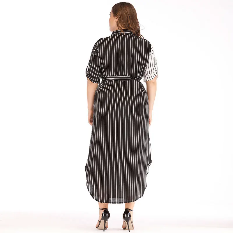 Новинка 2020 модное летнее платье с коротким рукавом отворотом черное белое