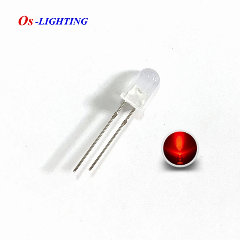 

100PCS 5MM Diffused RED LED Light Emitting Diode Bulb Indicator F5 2V-2.2V 20mA 620-630nm Lamp
