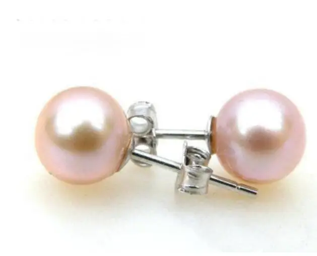 Ювелирная Нефритовая серьга из настоящего 6 мм + идеальные круглые Лавандовые