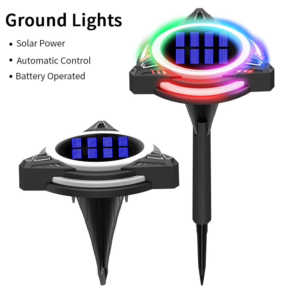 

2pcs/set Path Yard Ground Lights Floor Decking Lawn Color Changing Park Landscape Outdoor Garden Modern Solar Powered
