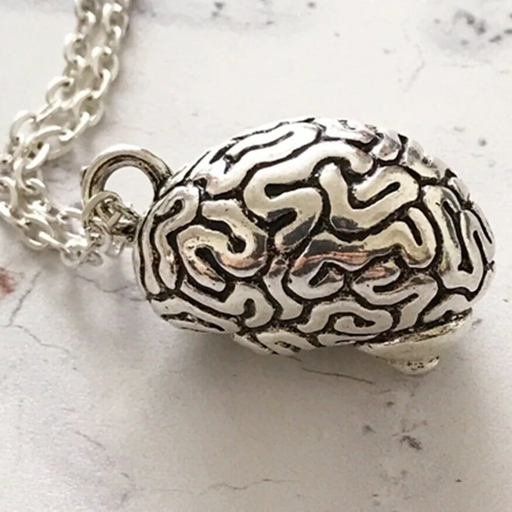 3D brain Модное готическое винтажное ребро колье с кулоном в виде клетки анатомический Скелет сердце готический панк уникальное Ретро колье с подвеской ювелирные изделия для мужчин/женщин - Окраска металла: 3D brain