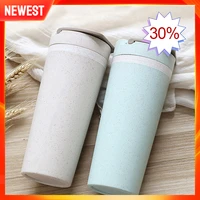 wheat straw vacuum cup leak proof handle vacuum mug heavy calibre dranking bottle portable vacuum insulated mug