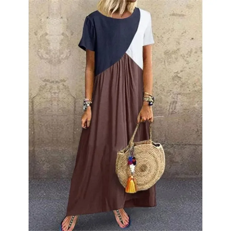 

2021 Women's new summer long dress plus size casual sexy sleeveless short sleeve Loose party O-neck dress Beach dress dresses