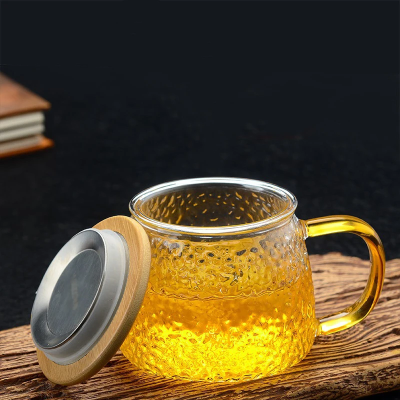 350 мл фильтр для чашки чая Стекло с бамбуковой и деревянной крышкой японский