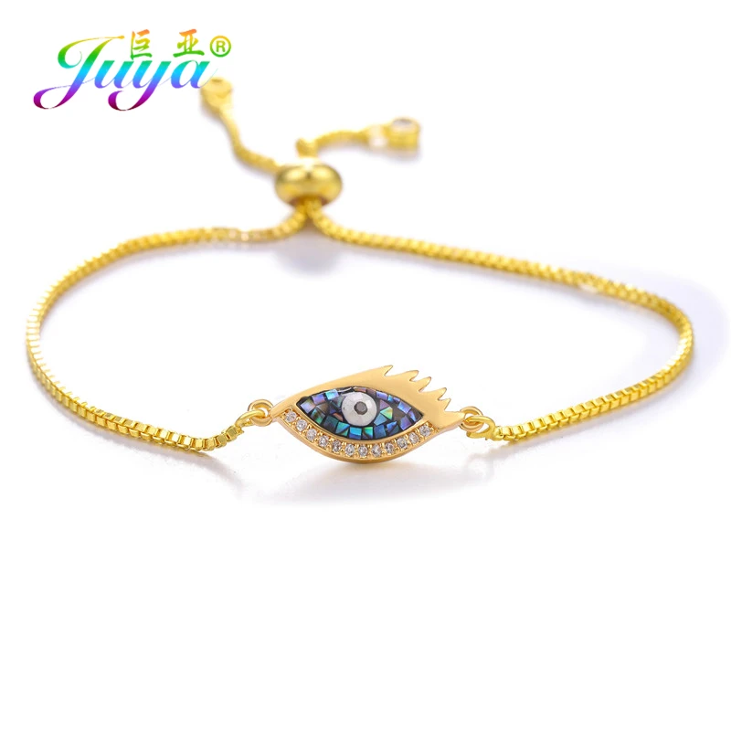 Gold Juya модные золотые/серебряные/розовое золото регулируемые цепочки Шарм ракушка Evil Eye браслеты для женщин греческий глаз хамса, амулет Фатимы браслеты поставки - Окраска металла: Gold