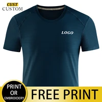 mens running t shirt quick drying compression sports t shirt gym running shirt custom printed logo embroidery