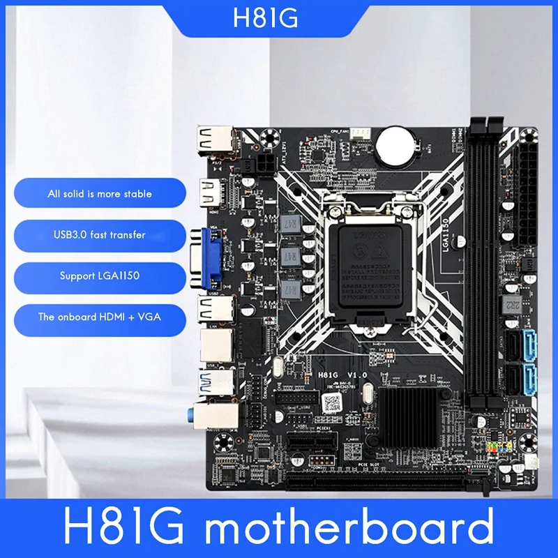 

NEW-H81 Motherboard H81G LGA 1150 M-ATX DDR3 Supports 2X8G for Core Celeron/Pentium E3 V3 Processor