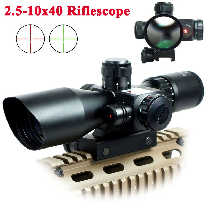 

Tactical 2.5-10x40 Riflescope and Red Laser Holographic Sight Airsoft Hunting Optics Sight Red Dot Sight Scope