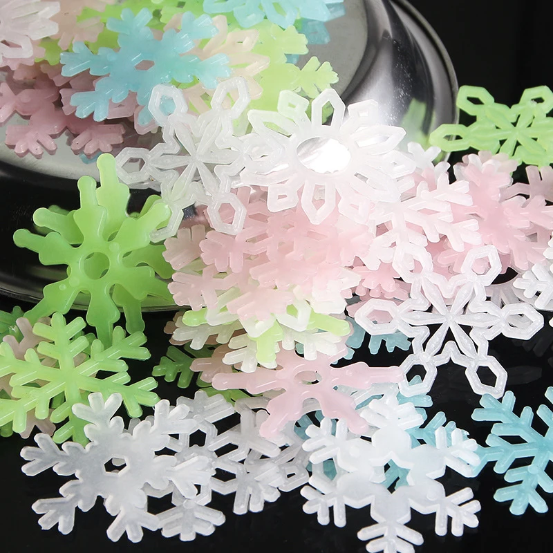 50 шт. красочные светящиеся настенные стикеры снежинки Рождественский день деко