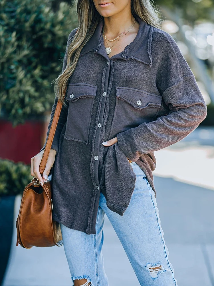

European and American women's 2021 Autumn and Winter New Fashion Lapel Casual sweater single breasted coat