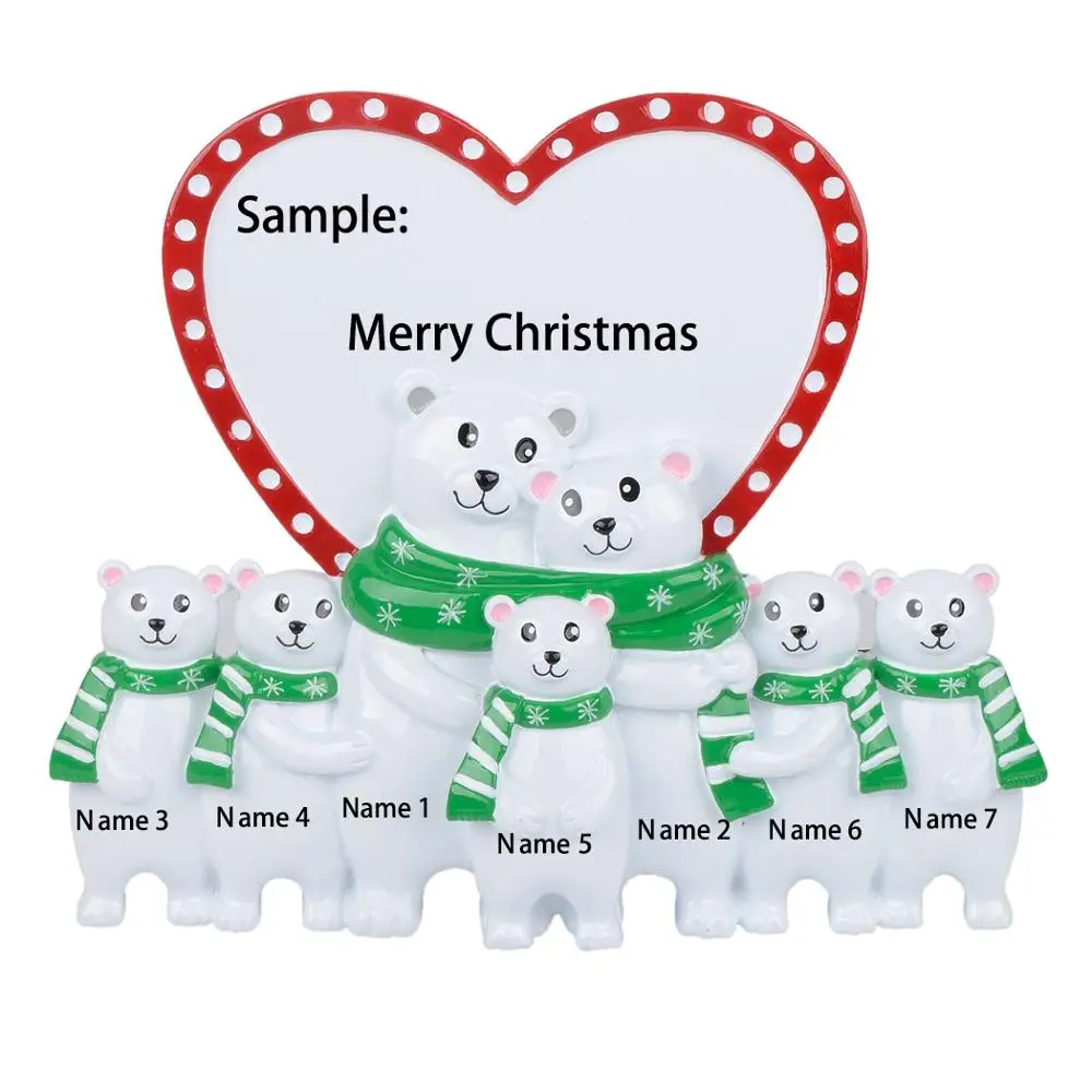 Полярный медведь с сердцем столешница семья из 7 персонализированное