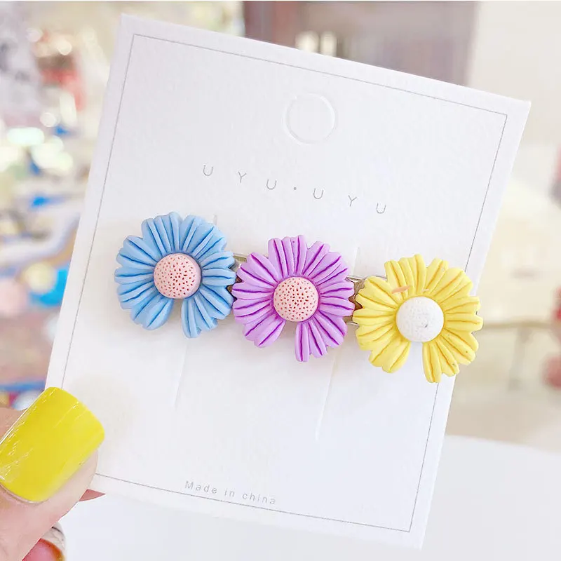 

WYINYA Children's colorful color matching flowers small fresh flowers hairpin word clip hairpin bangs girl hair accessories