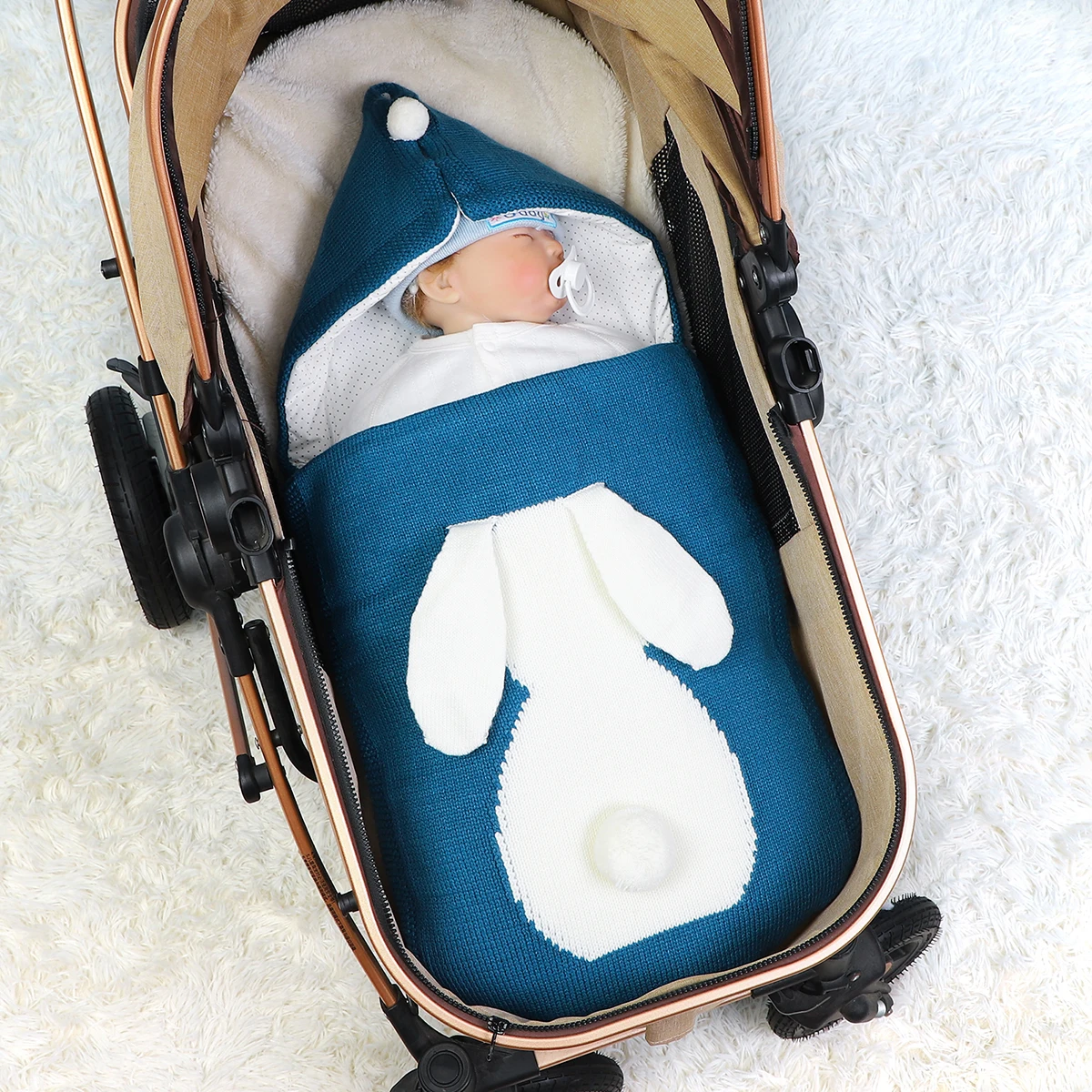 Baby Sleeping Bags Envelopes Autumn Winter Warm Knitted Newborn Bebe Sleepsack for Stroller Bed Basket 0-6m Children Accessories | Мать и