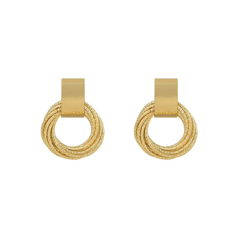 

Retro Metallic Gold Multiple Small Circle Pendant Earrings 2021 New Jewelry fashion Wedding Party Unusual Earrings For Woman