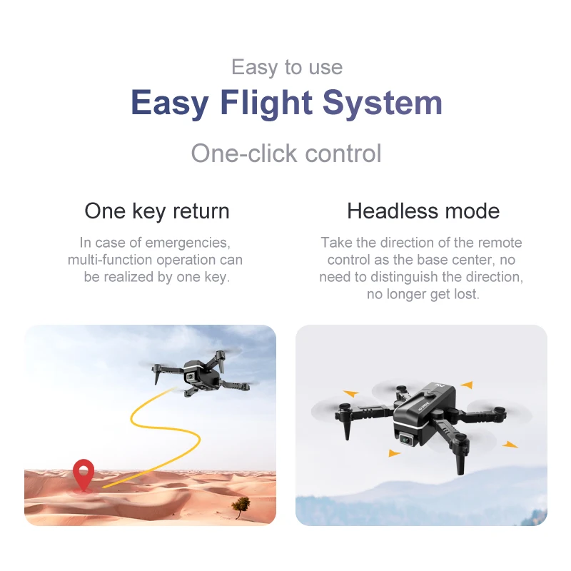 

KK1 Rc Mini Drone WiFi Fpv Air Pressure Altitude Hold Foldable 4K HD One-key Automatic Return RC Quadcopter Kids Toy GIft