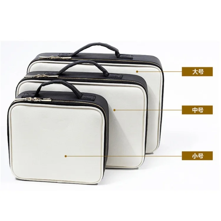 

Large Capacity Storage Handbag PU Leather Clapboard Cosmetic Bag Professional Make Up Case Travel Insert Toiletry Makeup Bag
