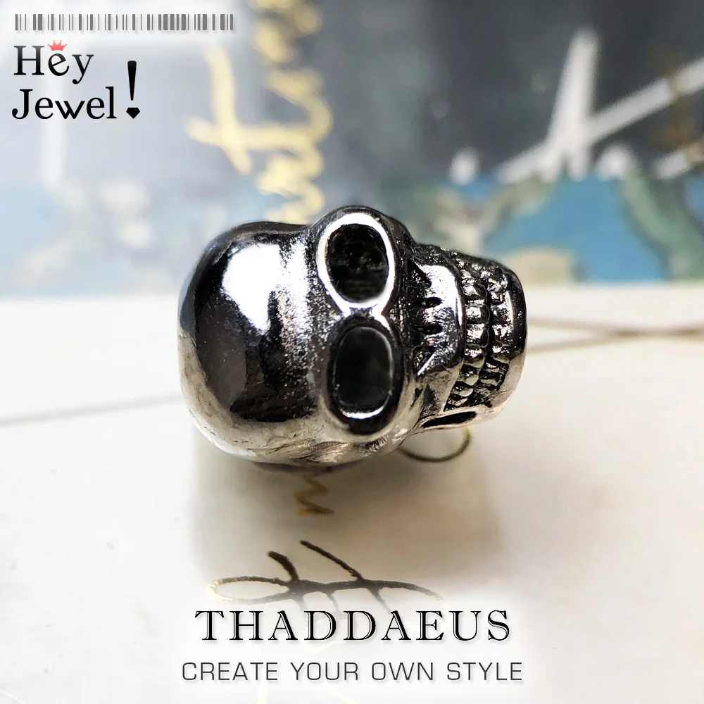 Бусины в форме черепа 925 Стерлингового Серебра Талисманы подходит браслет