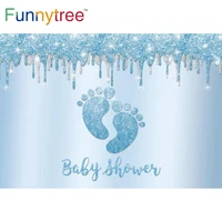 funnytree baby shower blue backdrop boy footprint glitter silver birthday party communion celebration event photocall background