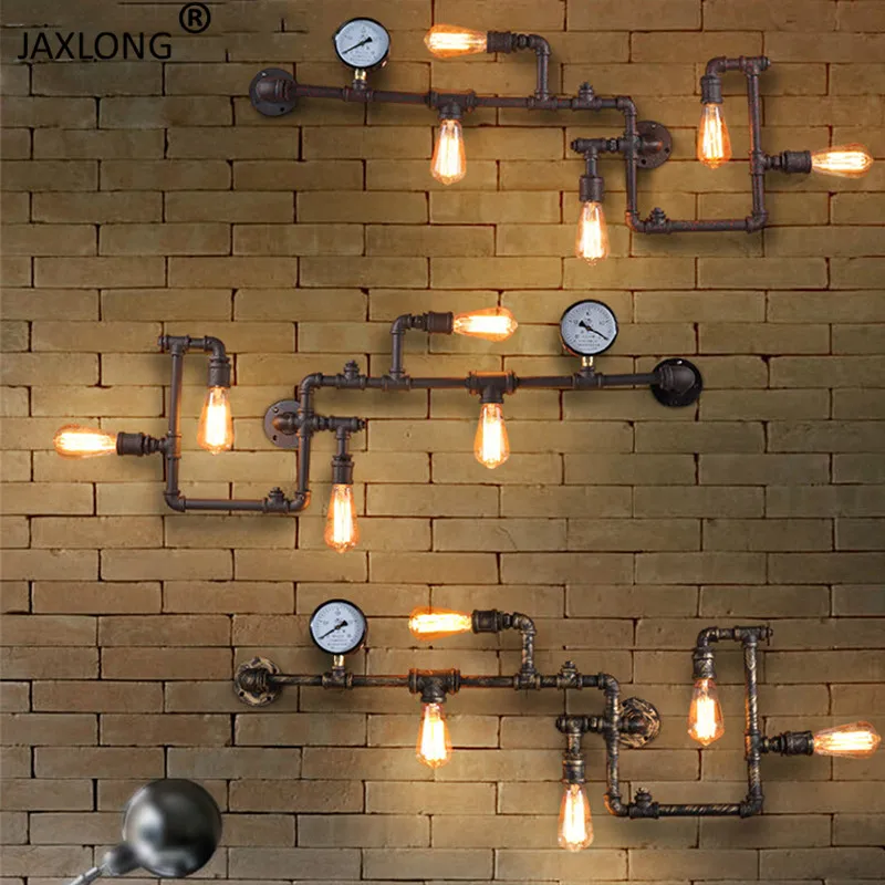 Промышленный настенный светильник в стиле панк с железной ржавой водопроводной