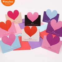 10pcsbag mixed color love heart shape greeting card valentines day gift card wedding invitations card romantic thank you cards
