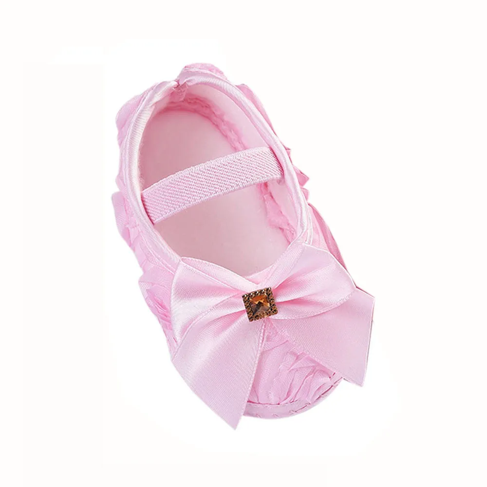

Toddler Kid Baby Girl Rose Bowknot Elastic Band Newborn Walking Shoes Non-slip Soft Sole Toddler Solid Color Shoes First Walk#2