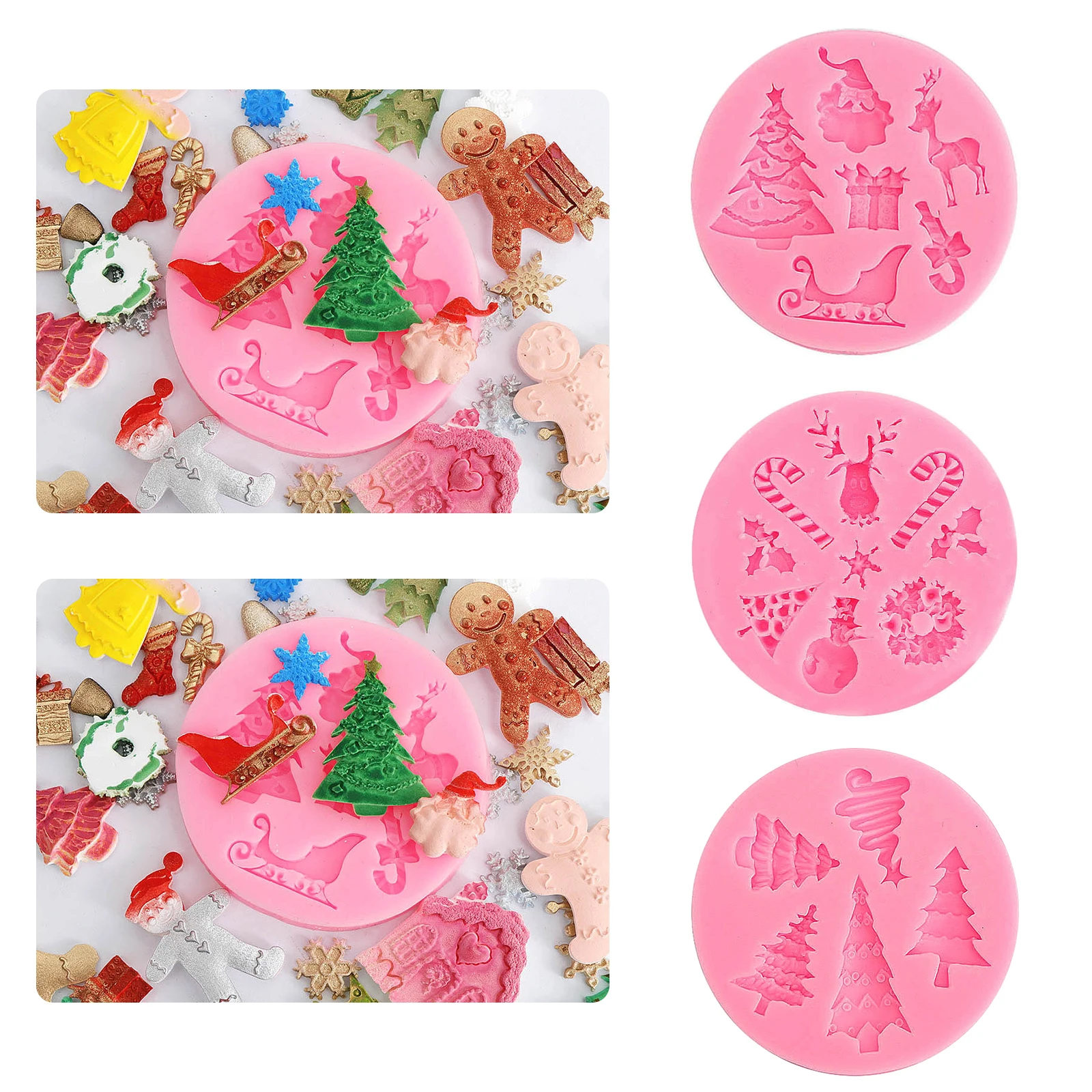 

Christmas Series Pattern Silicone Mold 3D Christmas Tree Snowman Snowflake Chocolate Cake Mold Baking Kitchen Handmade Tools