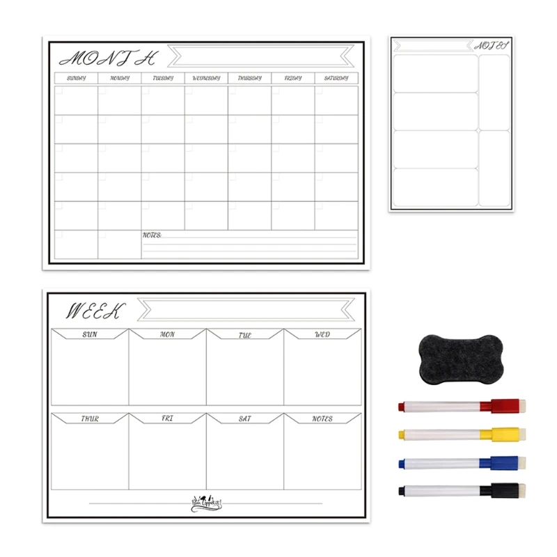 

Erasable Magnetic White Board Kit Weekly Monthly Schedule Planner Calendar Fridge Magnet Drawing for Wall Refrigerator