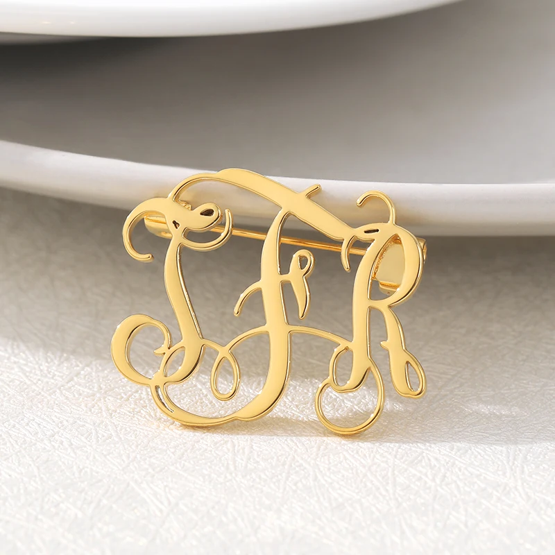 Custom Name Label Brooches Pins For Women Men Gold Silver Stainless Steel Monogram Brooch Party Wedding Bar Jewelry Gift | Украшения и