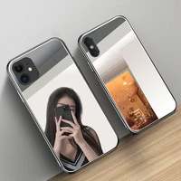 luxury makeup mirror phone case for iphone 11 pro xs max x xr hard tempered glass back cover for iphone 8 7 6 6s plus capa coque