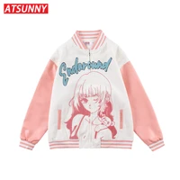 atsunny harajuku bomber jacket japanese style anime girl cartoon jacket autumn and winter hip hop fashion clothes streetwear