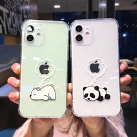 creative bear panda animal phone case for iphone 11 12 pro max clear shockproof lens protection for iphone x xs xr 7 8 plus