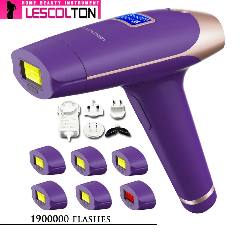 1900000times Purple Lescolton 6в1 5в1 4в1 IPL лазерная Машинка для удаления волос лазерный эпилятор постоянный Депилятор Электрический 1900000 импульсный - Цвет: 1900000times Purple