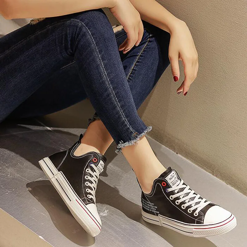 Большой размер (35-40) модная повседневная обувь с высоким берцем белого и черного