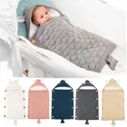 Спальный мешок для новорожденных 0-24 м, теплый мягкий хлопковый мешок для сна на детскую коляску, муфта для ног, симпатичная трикотажная зимняя