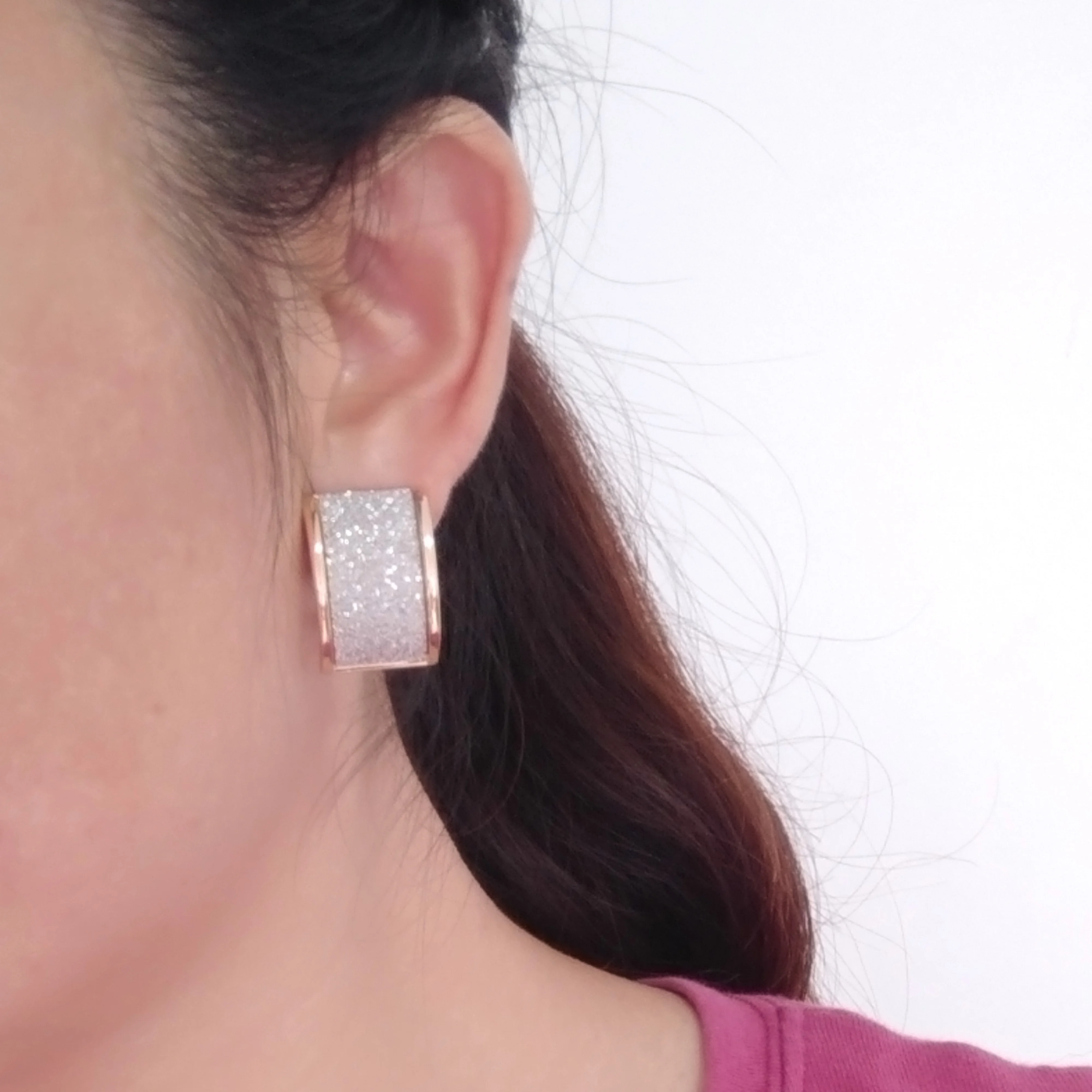 Серьги пусеты с квадратным бантом Navachi SMT1256|earring warehouse|earring stoneearring card |