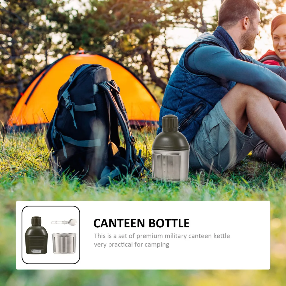 

1 Set 1L Canteen Outdoor Hiking Survival Water Bottle Canteen