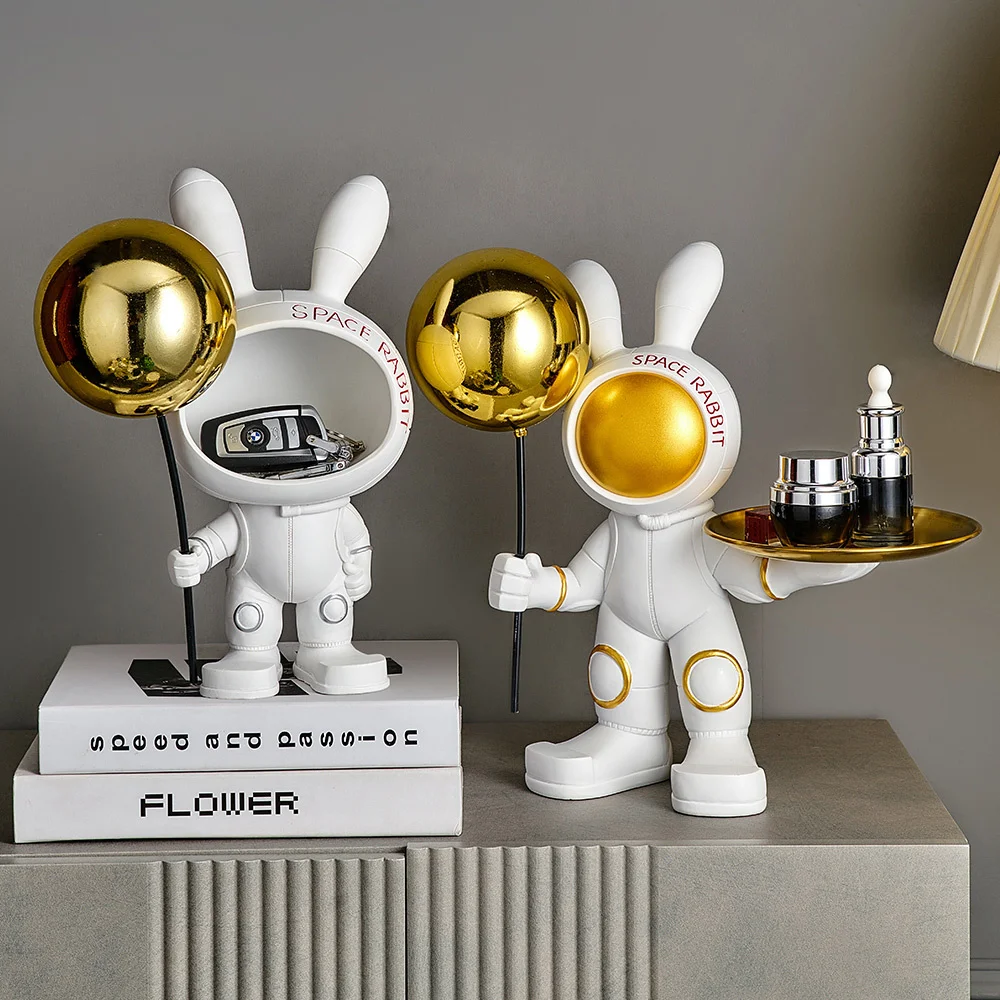 

Home Decor Astronaut Resin Statues Space Rabbit Sculpture Storage Tray Home Storage Living Room Home Decoration Crafts