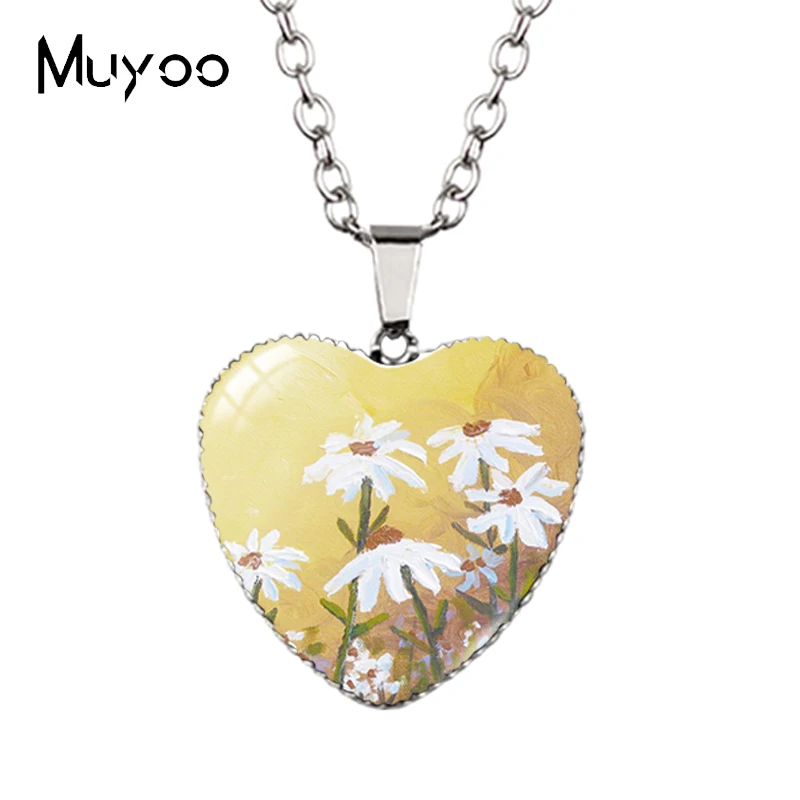 Ожерелье с подвеской в виде сердца изображением цветка 2020 HZ3 | Украшения и