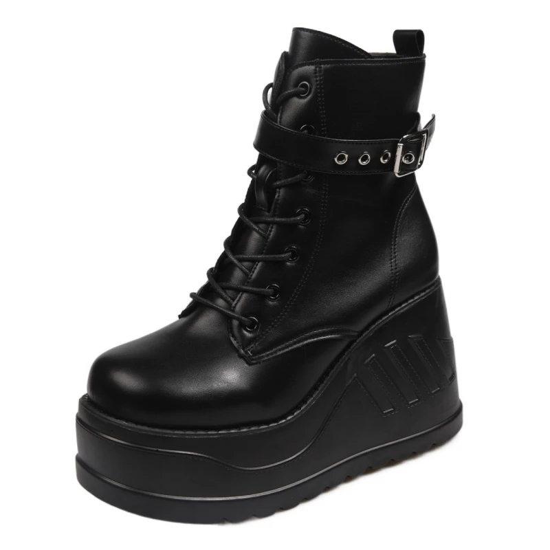 

Hot Sale Gothic Cosplay Black Chunky Platform Pumps High Heels Wedges Long Boots Women Mary Janes Shoes Platform Boots 35-43